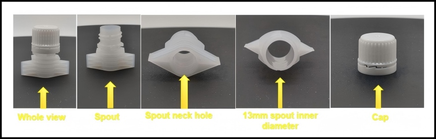 Characteristic of standing pouch spout and powdered food pouches caps (HL130W)